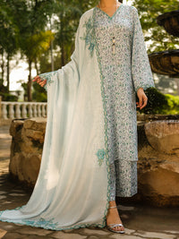 Ice Blue Silk Lawn 2Pc Stitched - ALP-2PS-LKS-2365