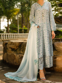 Ice Blue Silk Lawn 2Pc Stitched - ALP-2PS-LKS-2365