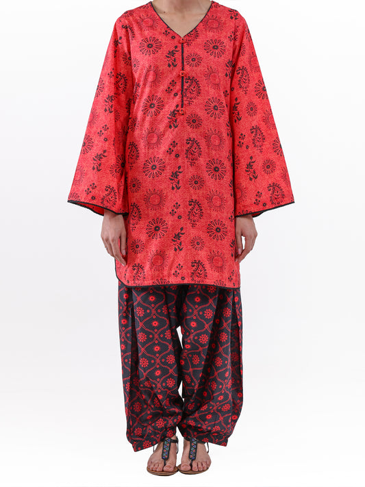 Red Lawn 2Pc Unstitched - ALP-2PS-LKS-2498