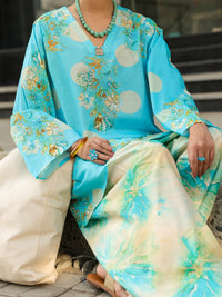 Aqua Blue Lawn 2Pc Unstitched - ALP-2PS-LKS-2502