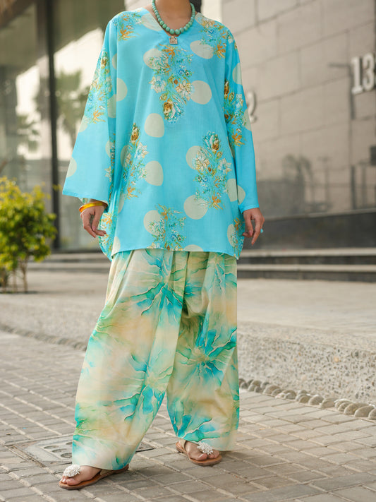 Aqua Blue Lawn 2Pc Unstitched - ALP-2PS-LKS-2502