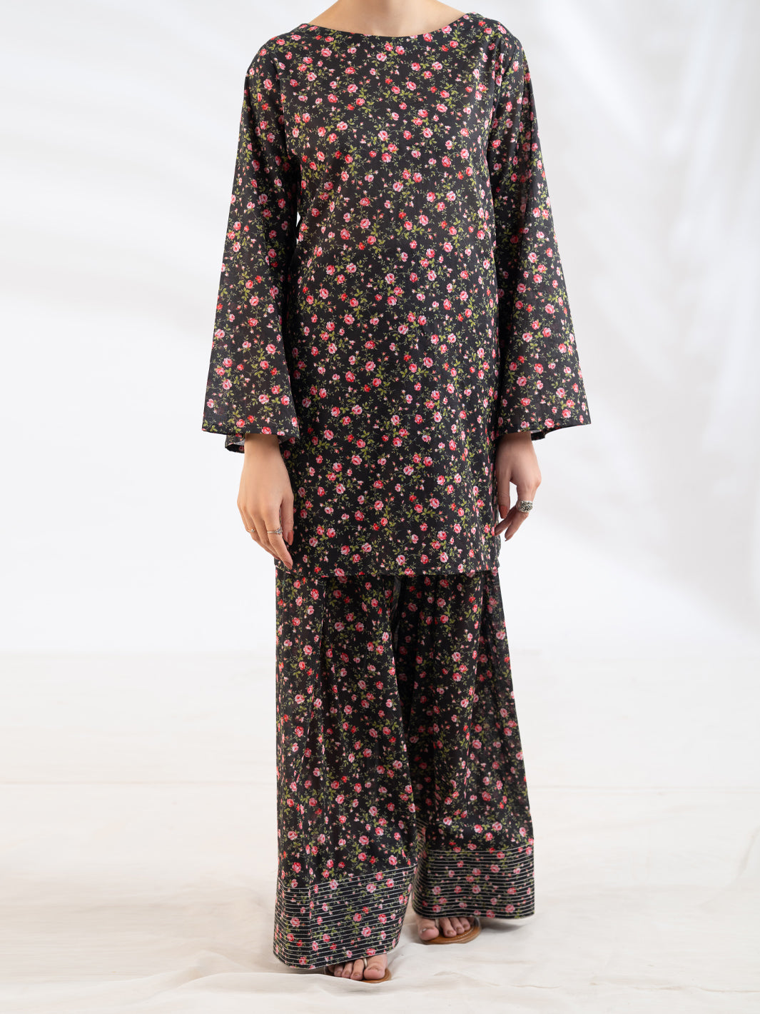 Black Lawn Co-Ord Set - ALP-2PS-SLKS-2509