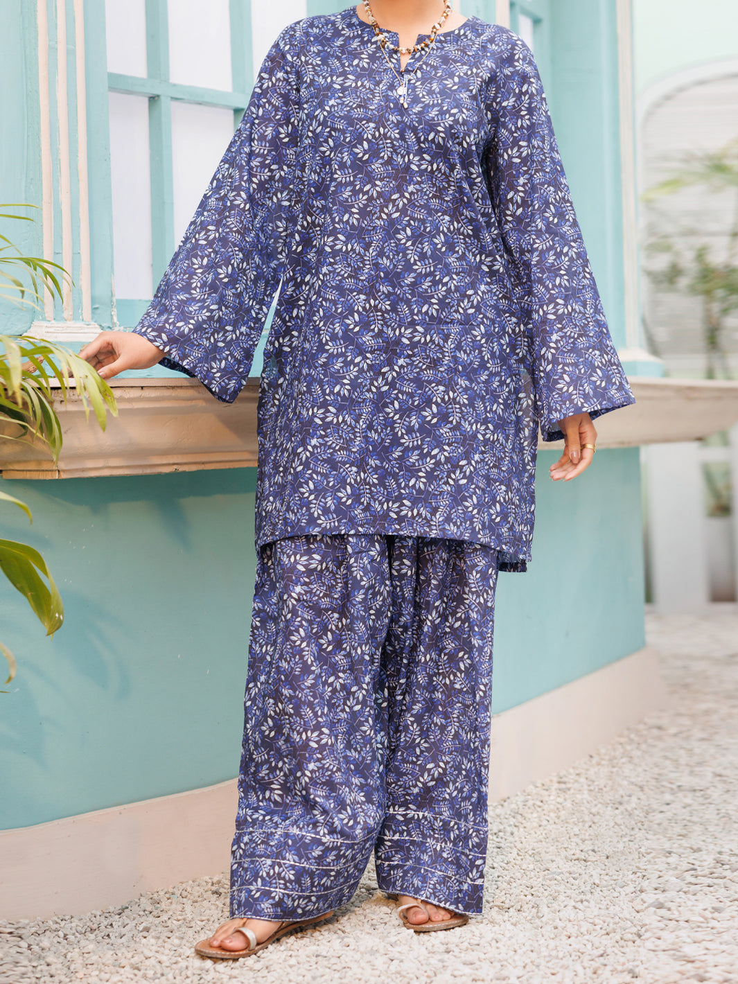 Blue Lawn Co-Ord Set - ALP-2PS-SLKS-2511