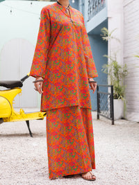 Orange Lawn Co-Ord Set - ALP-2PS-SLKS-2512