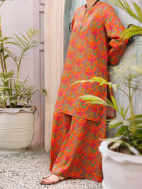Orange Lawn Co-Ord Set - ALP-2PS-SLKS-2512
