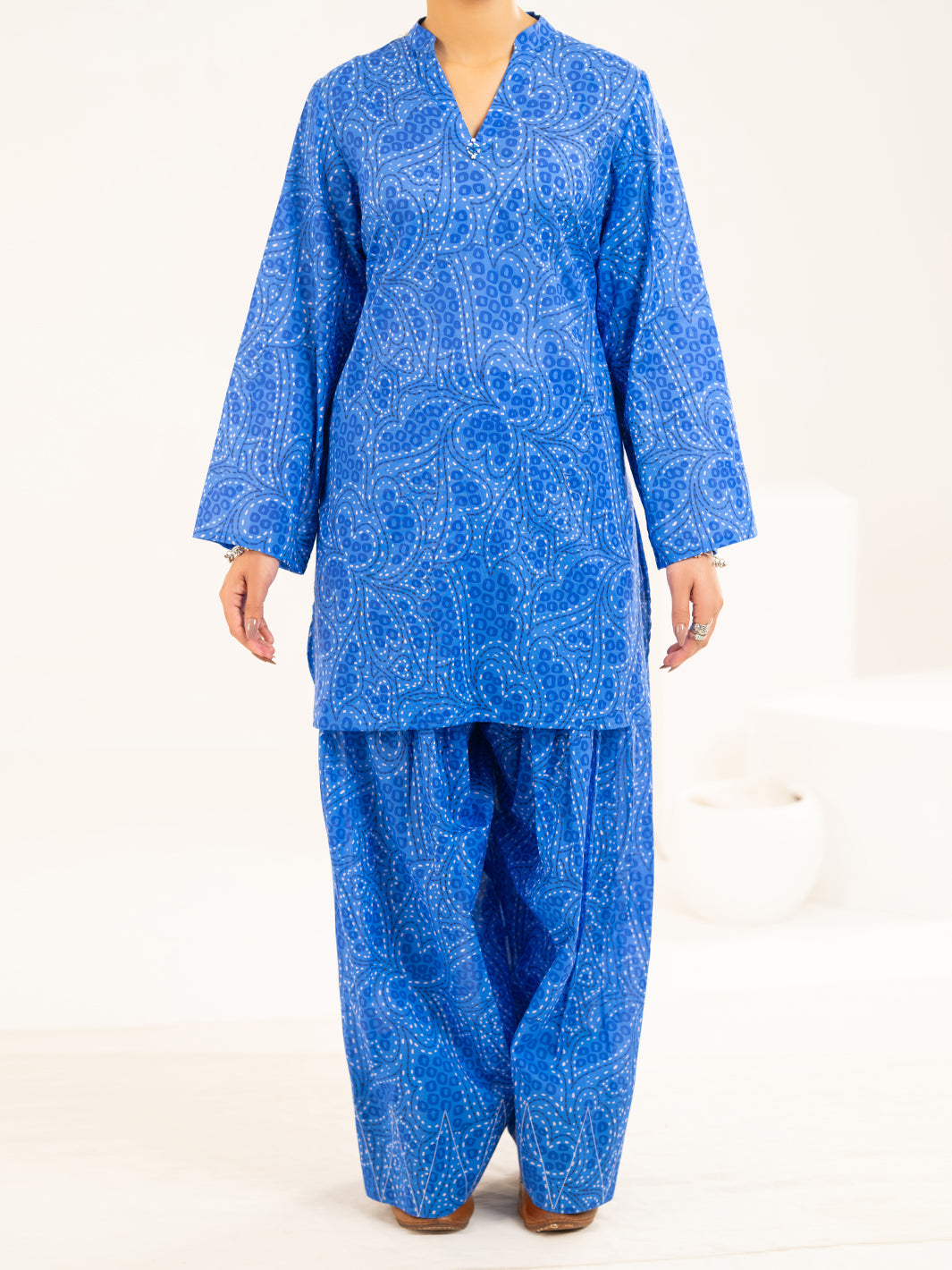 Blue Lawn Co-Ord Set - ALP-2PS-SLKS-2521