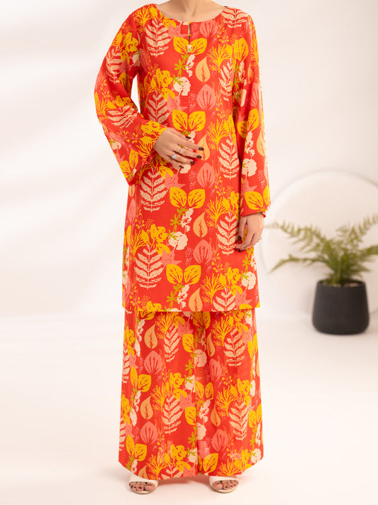 Orange Lawn Co-Ord Set - ALP-2PS-SLKS-2522