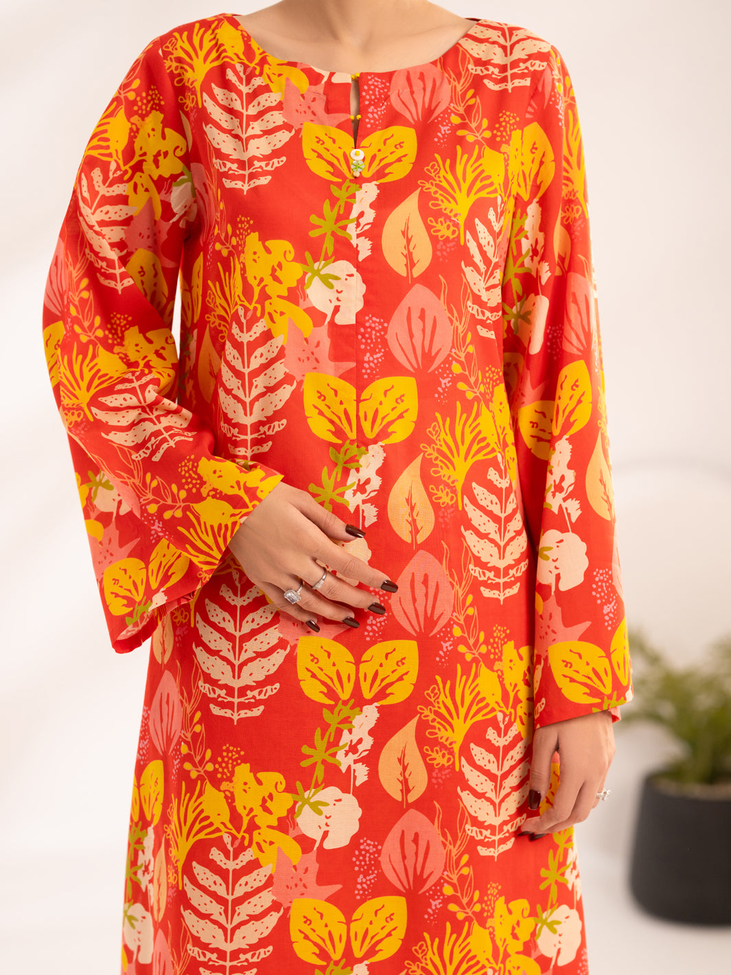Orange Lawn Co-Ord Set - ALP-2PS-SLKS-2522