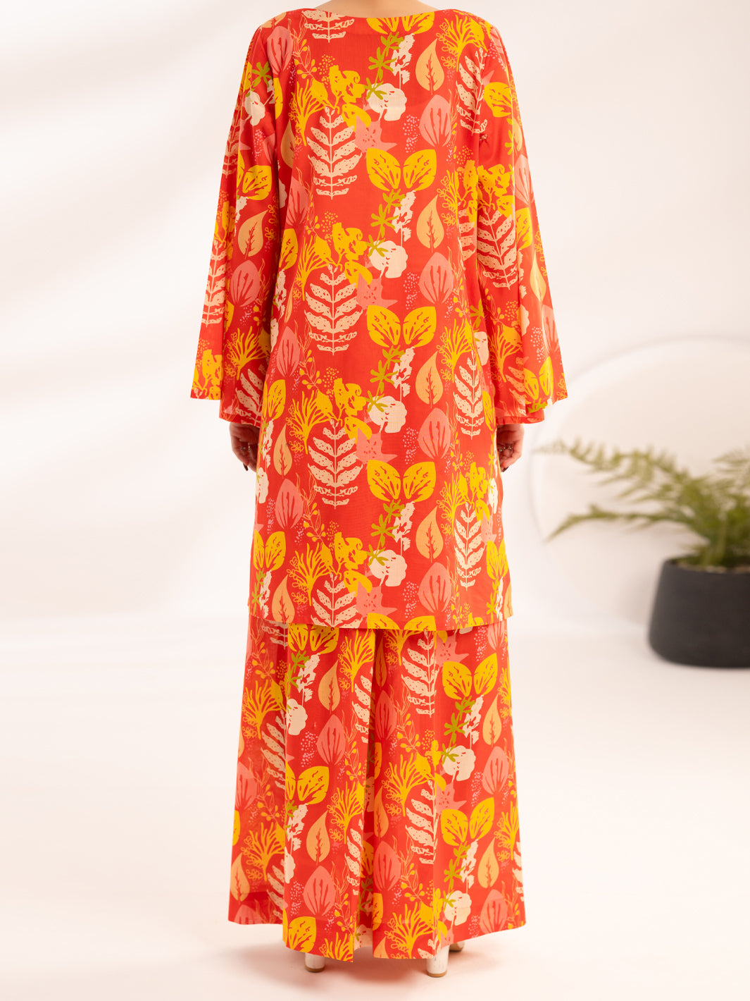 Orange Lawn Co-Ord Set - ALP-2PS-SLKS-2522