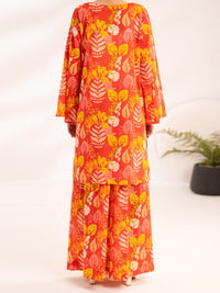 Orange Lawn Co-Ord Set - ALP-2PS-SLKS-2522