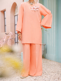 Peach Seersucker 2Pc Stitched - ALP-2PS-LKS-2523