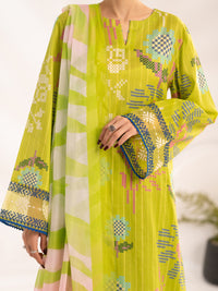 Green Lino Kara Unstitched 3Pc - ALP-3PS-2456