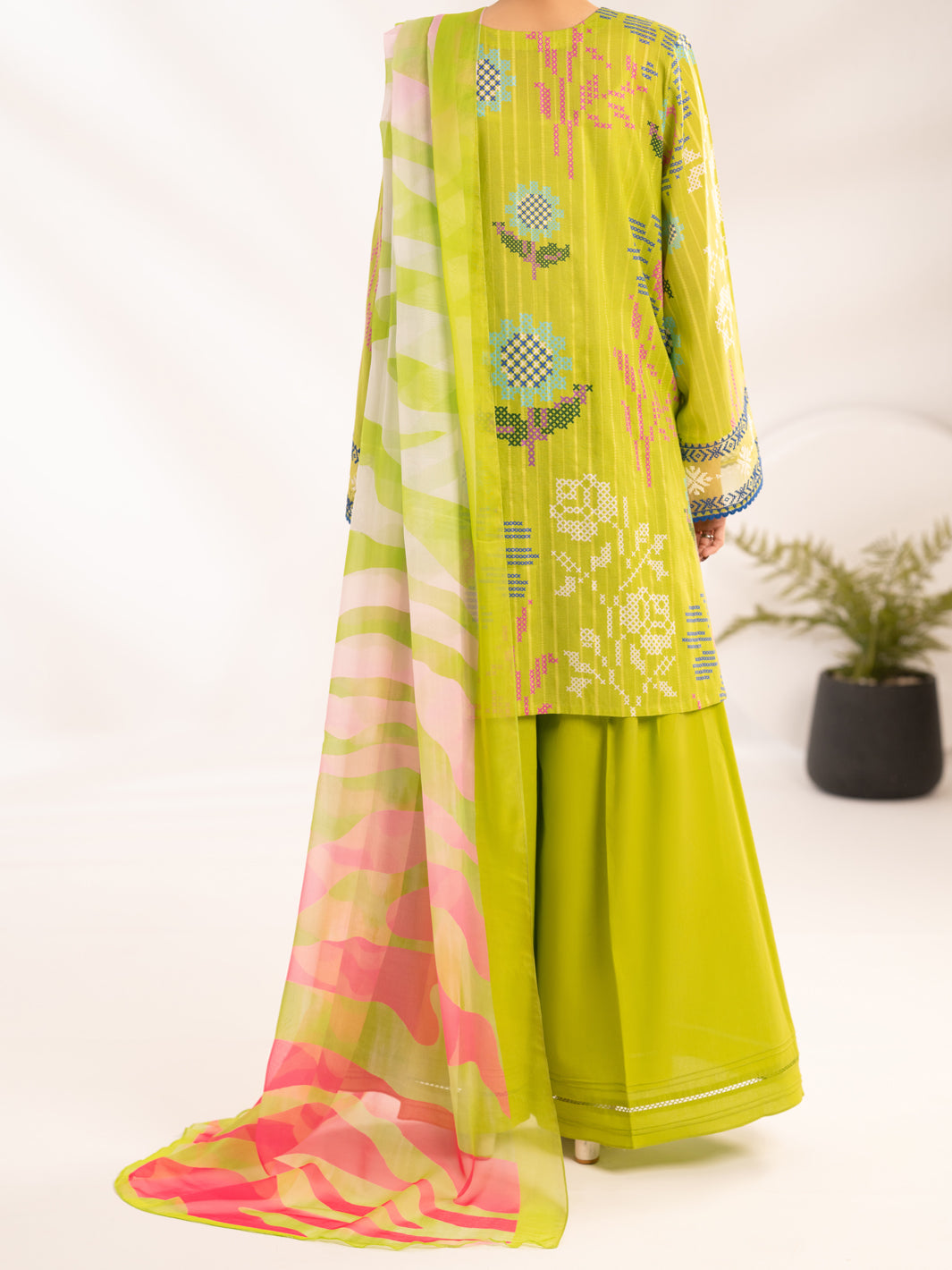 Green Lino Kara Unstitched 3Pc - ALP-3PS-2456