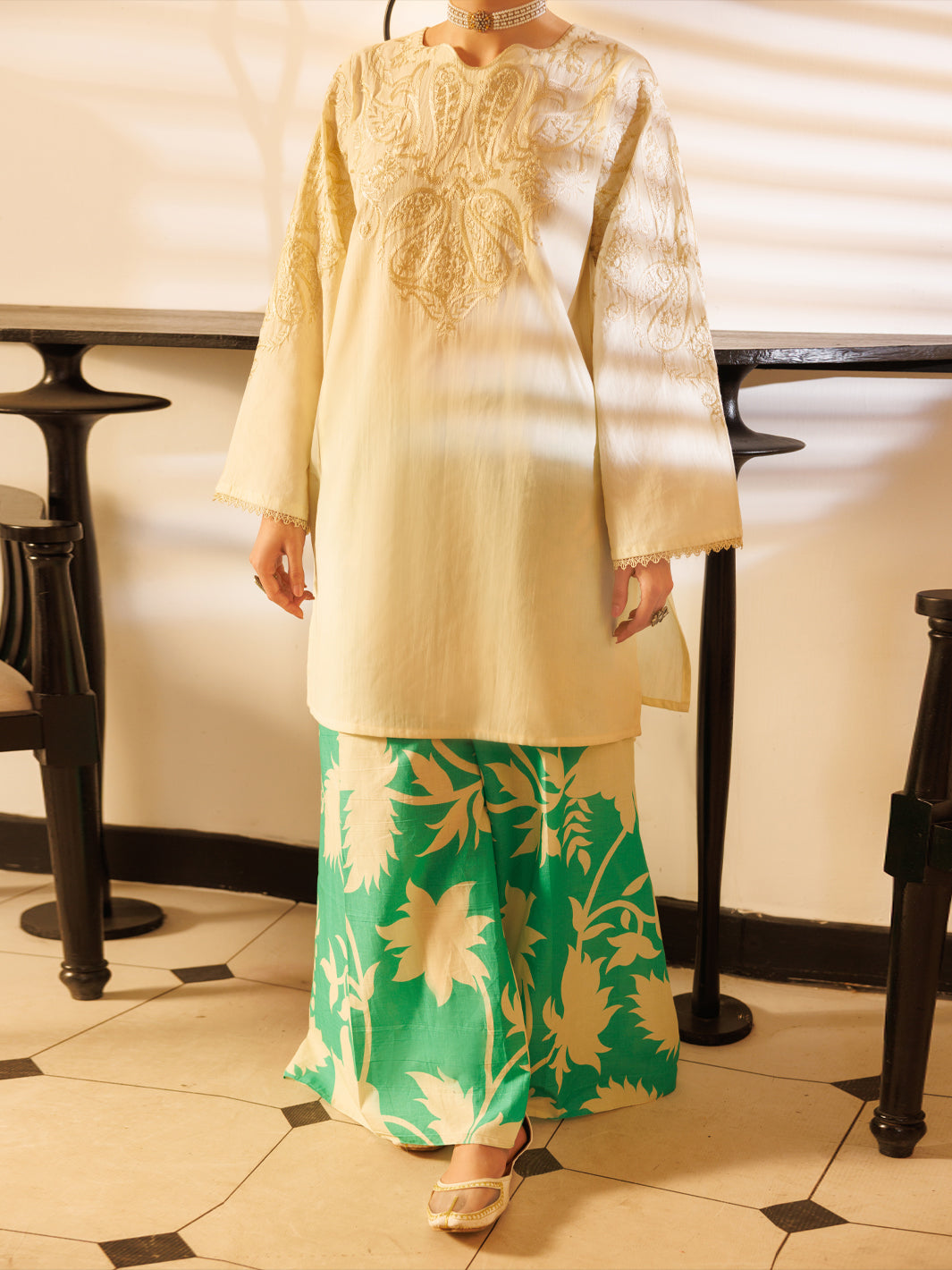 Beige Lawn Stitched 2Pc  - Women Stitched 2 Piece | ALMIRAH