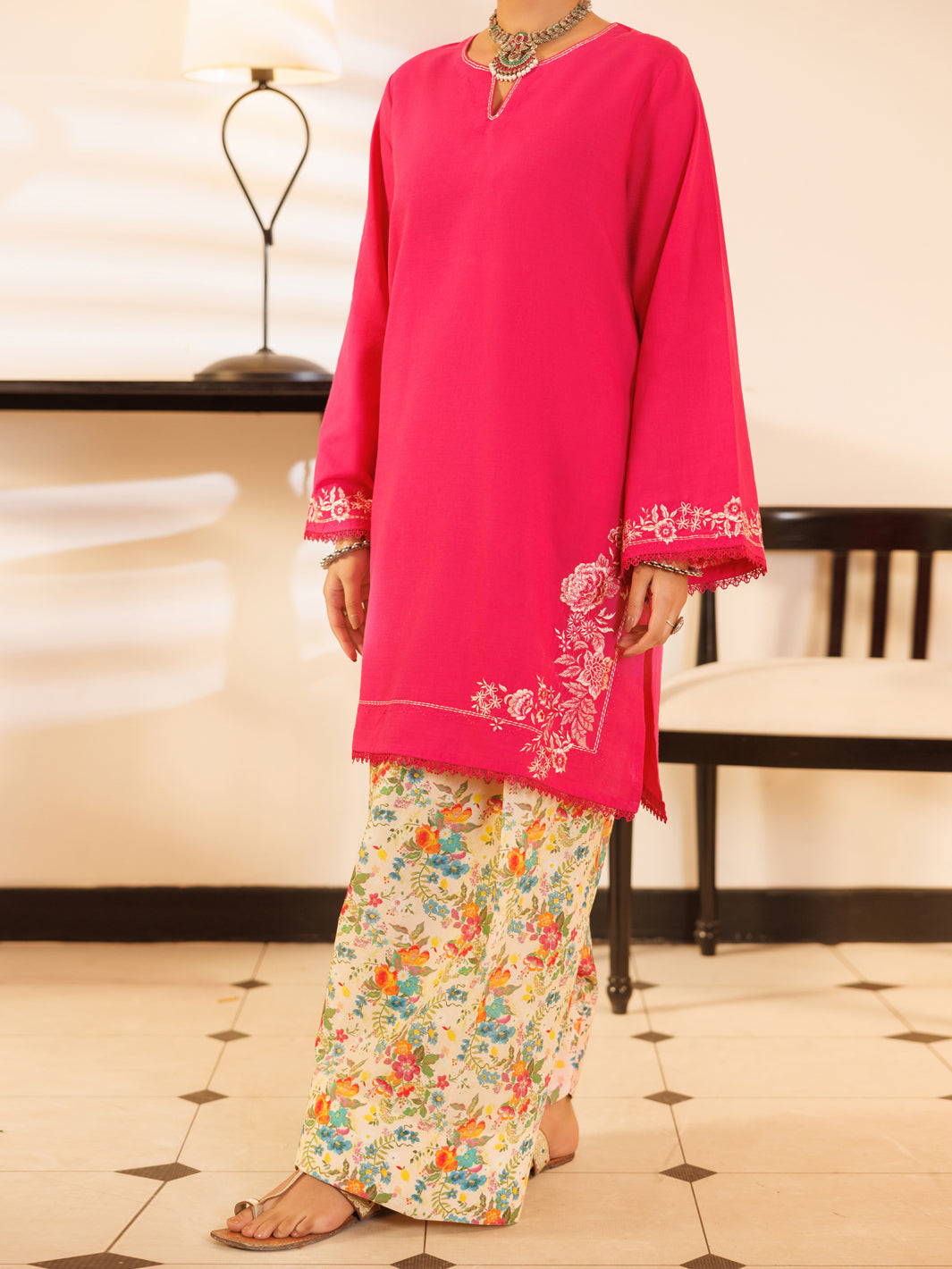 Pink Lawn Stitched 2Pc  - Women Stitched 2 Piece | ALMIRAH