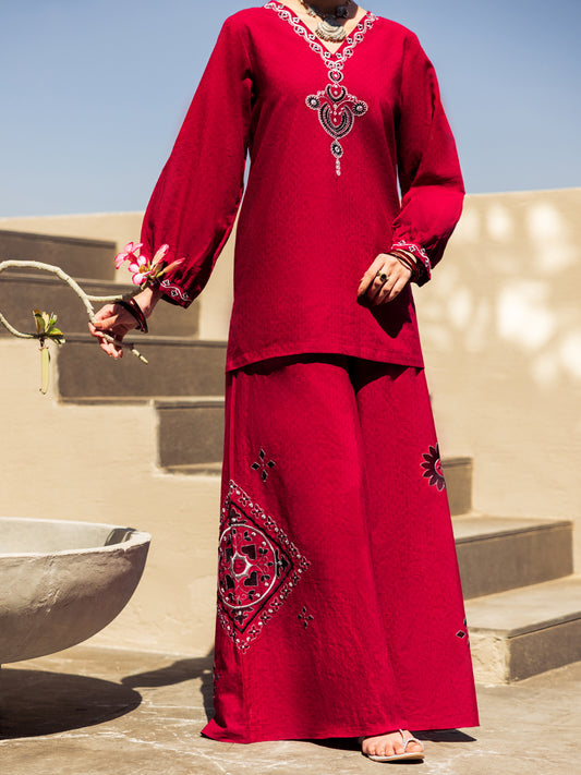 Maroon Dobby Stitched 2 Piece - ALP-2PS-LKS-2784
