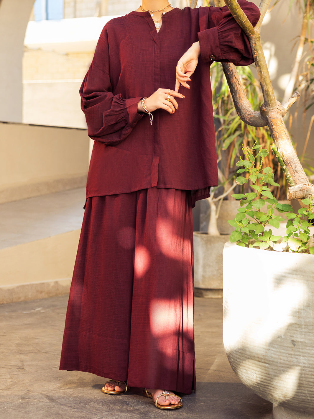 Brown Crosshatch Stitched 2PC  - Women Stitched 2 Piece | ALMIRAH