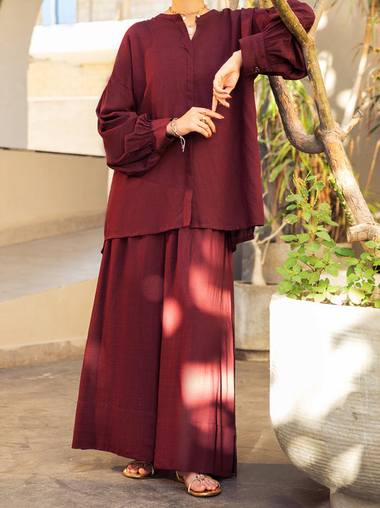 Brown Crosshatch Stitched 2PC - ALP-2PS-LKS-2790