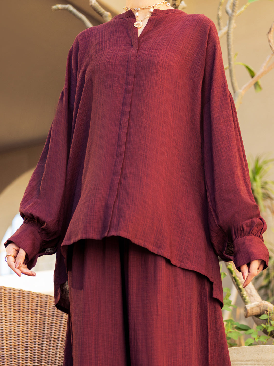Brown Crosshatch Stitched 2PC - ALP-2PS-LKS-2790