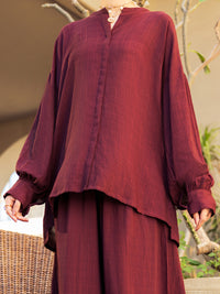 Brown Crosshatch Stitched 2PC - ALP-2PS-LKS-2790