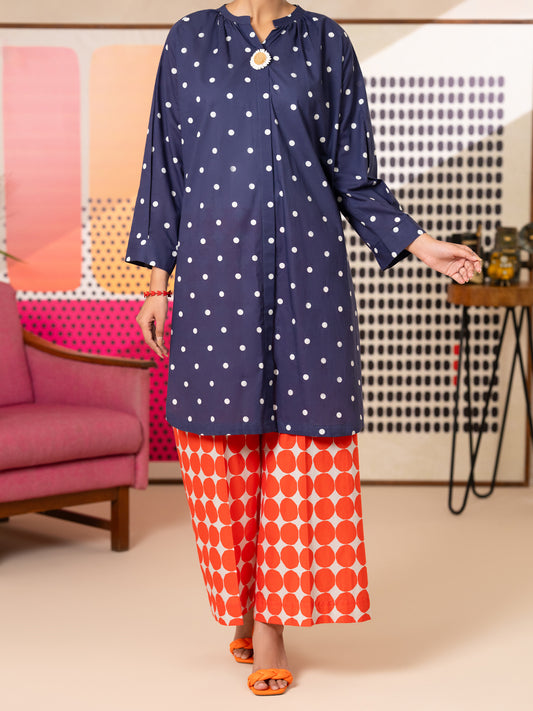 BLUE LAWN DYED 2PC STITCHED - ALP-2PS-LKS-2812