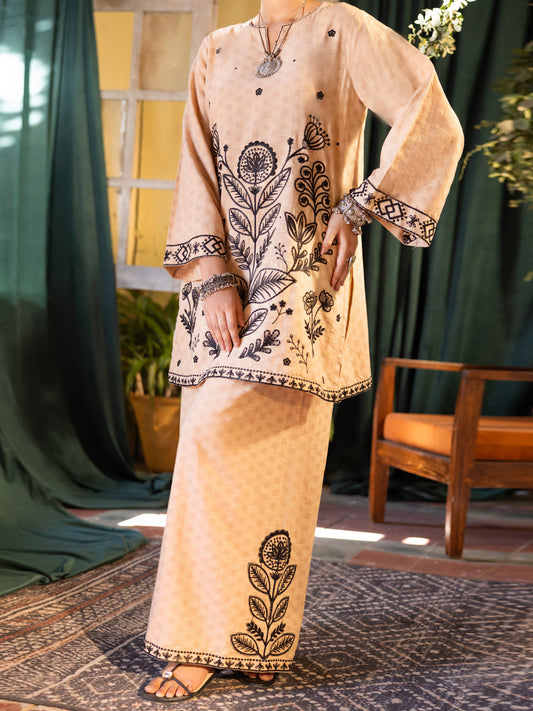 Beige Cotton Dobby Stitched 2 Piece - ALP-2PS-LKS-2839