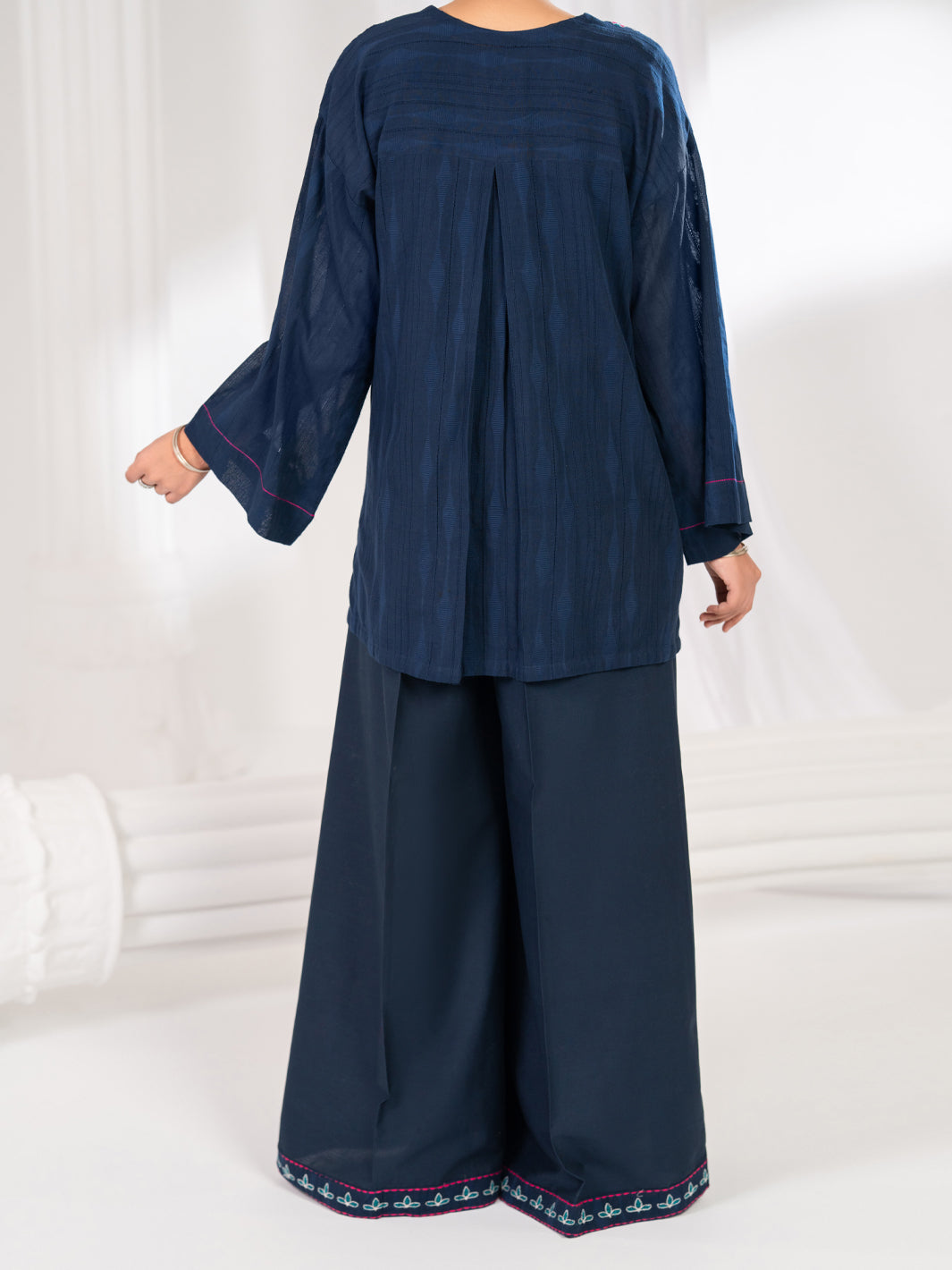 Blue Lino Kara Stitched 2Pc - ALP-2PS-LKS-2841