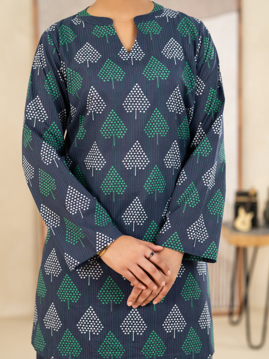 Blue Lawn Co-Ord Set - ALP-2PS-SLKS-2495