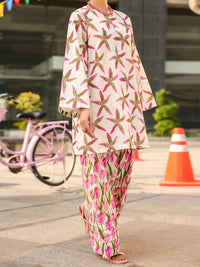 White Lawn Co-Ord Set - ALP-2PS-SLKS-2507