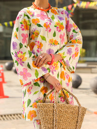 White Lawn Co-Ord Set - ALP-2PS-SLKS-2515