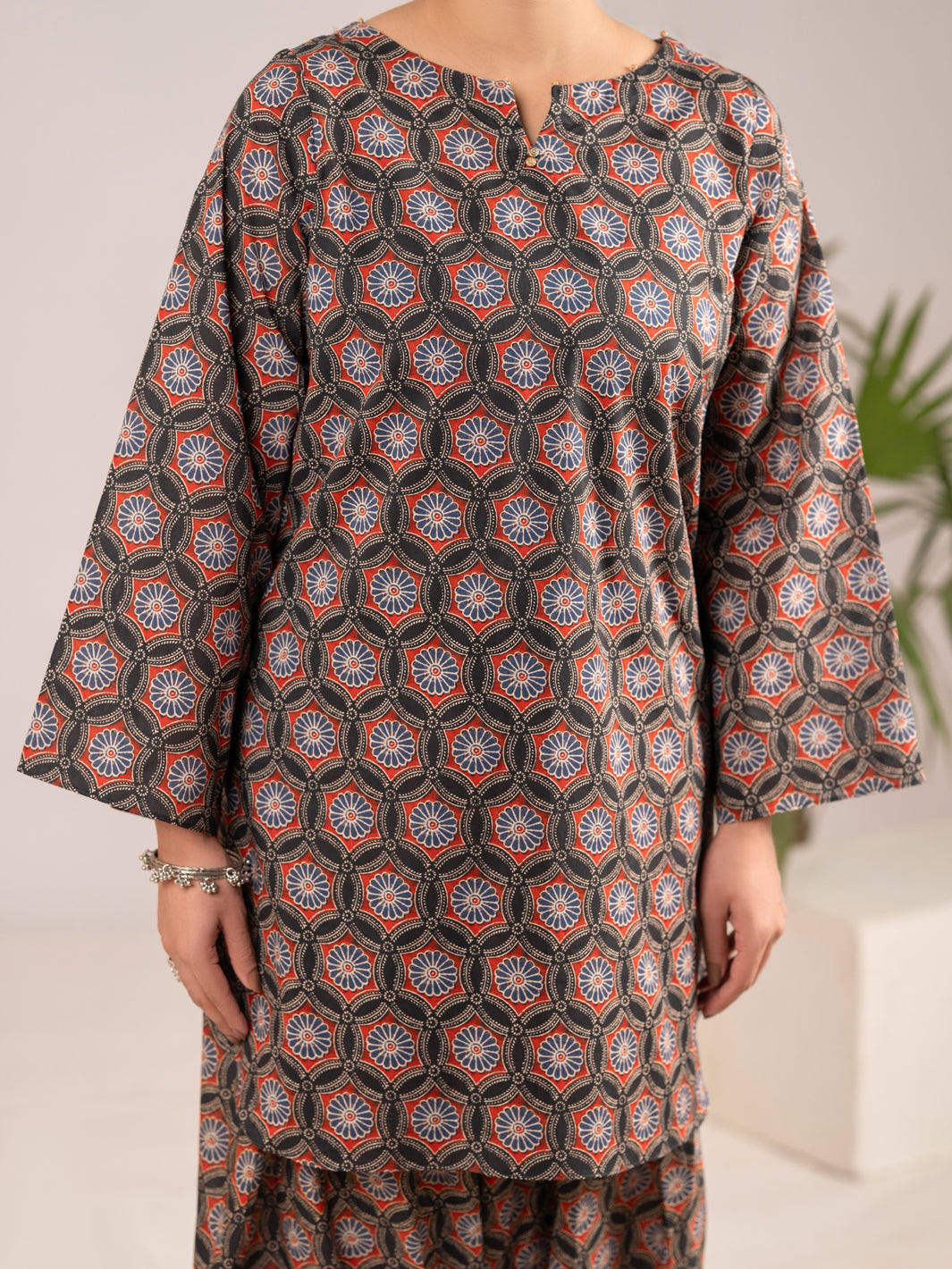 Multicolor Lawn Co-Ord Set - ALP-2PS-SLKS-2553