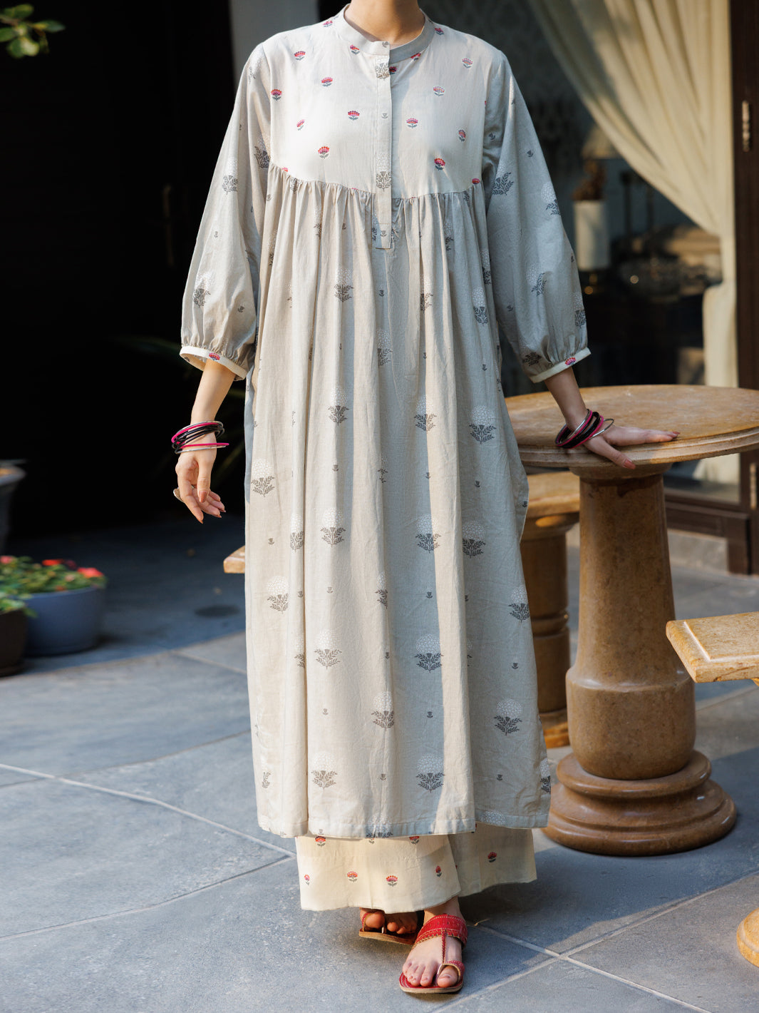 Beige Cotton Co-Ord Set - ALP-2PS-SLKS-2761