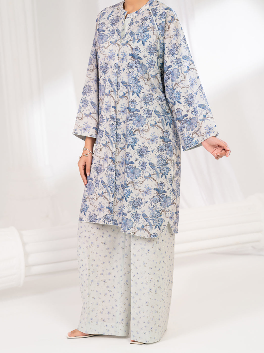 Light Blue Cotton Co-Ord Set - ALP-2PS-SLKS-2762