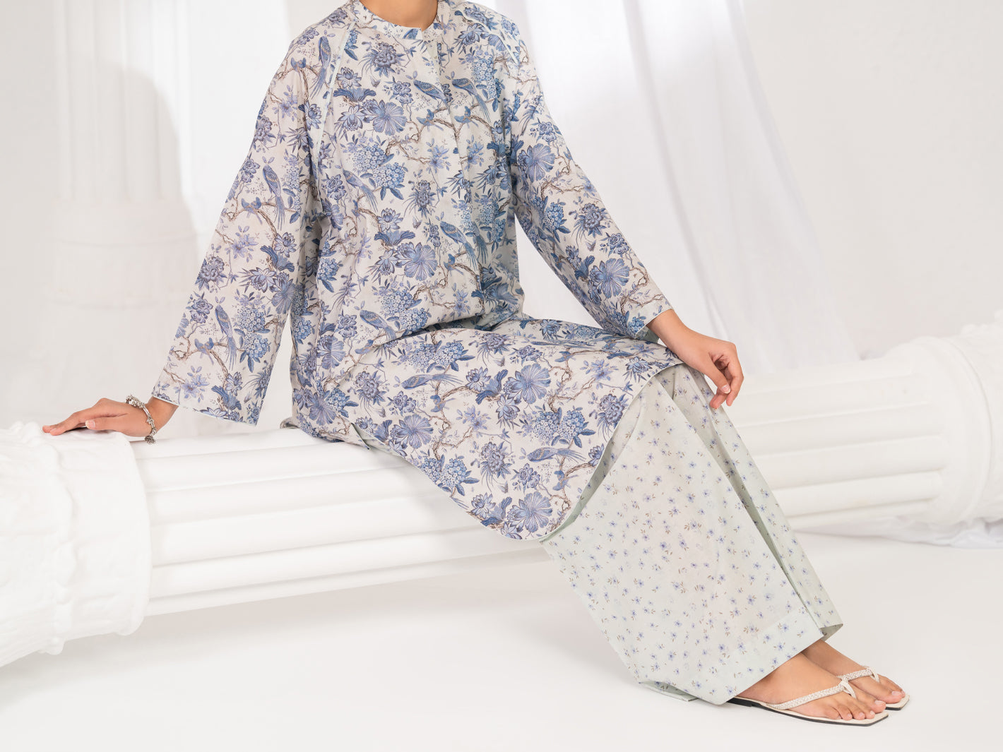 Light Blue Cotton Co-Ord Set - ALP-2PS-SLKS-2762