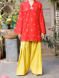 Red Lawn Co-Ord Set - ALP-2PS-SLKS-2766