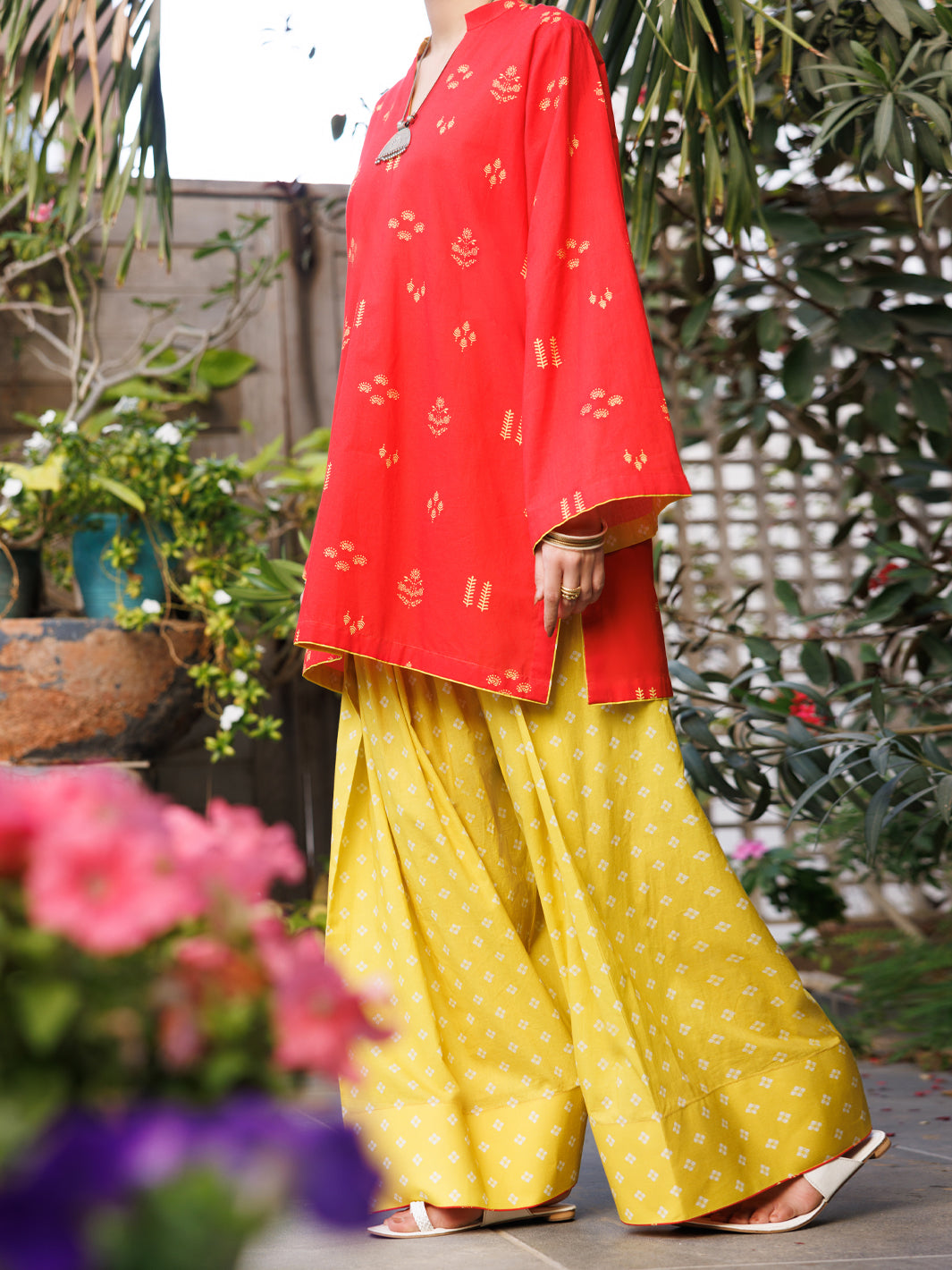 Red Lawn Co-Ord Set - ALP-2PS-SLKS-2766