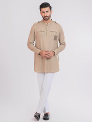 Camel Brown Cambric Short Kurta - ALSK015