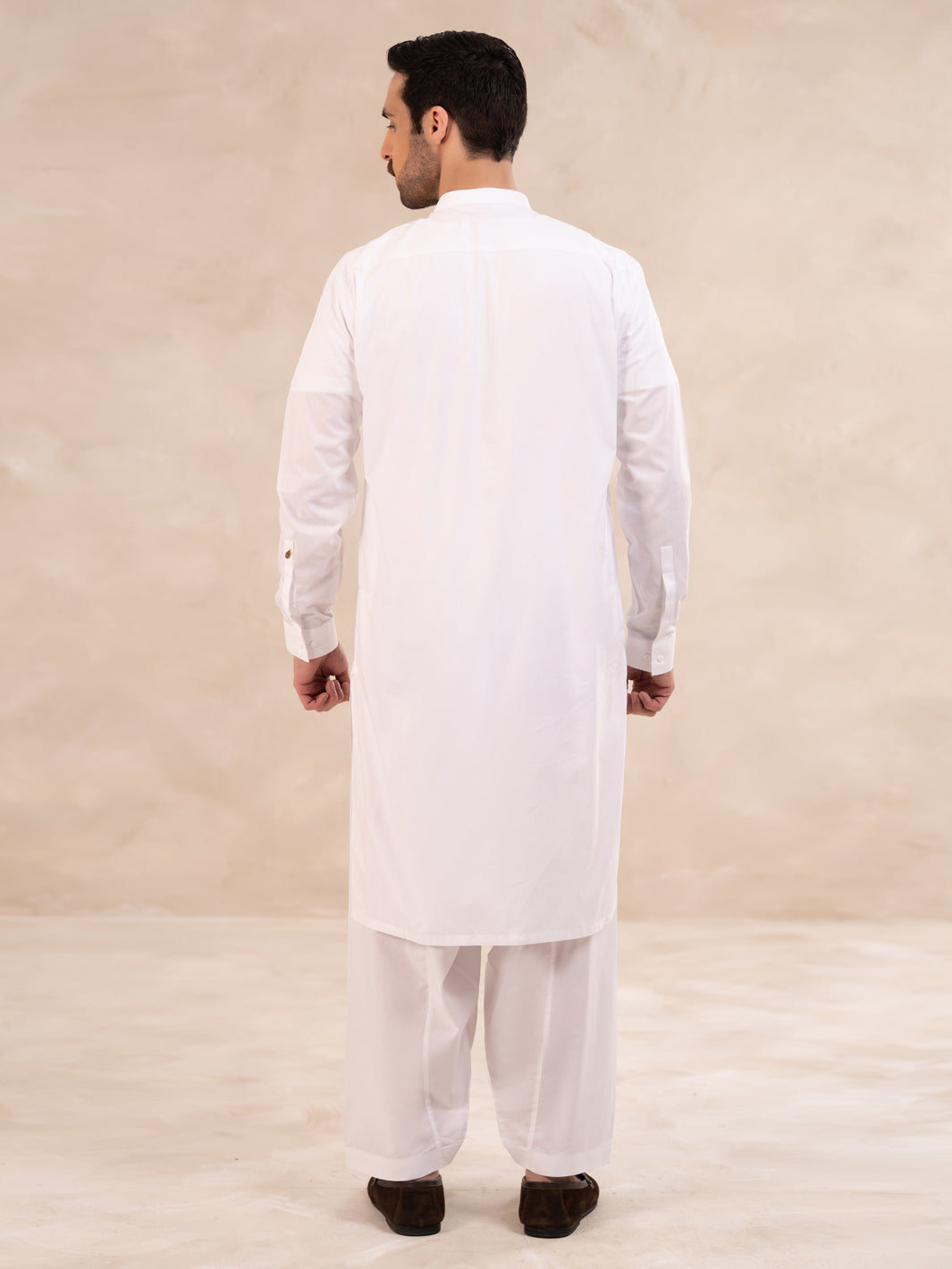 White Cotton Kameez Shalwar - ALBQ-KS-001-R19