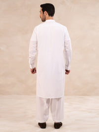White Cotton Kameez Shalwar - ALBQ-KS-001-R19