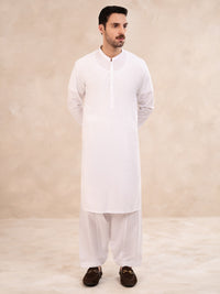 White Cotton Kameez Shalwar - ALBQ-KS-001-R19