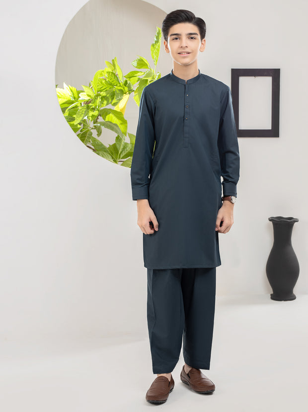 Dark Green Blended Kurta Shalwar - ALT-KS-041 - Almirah Online