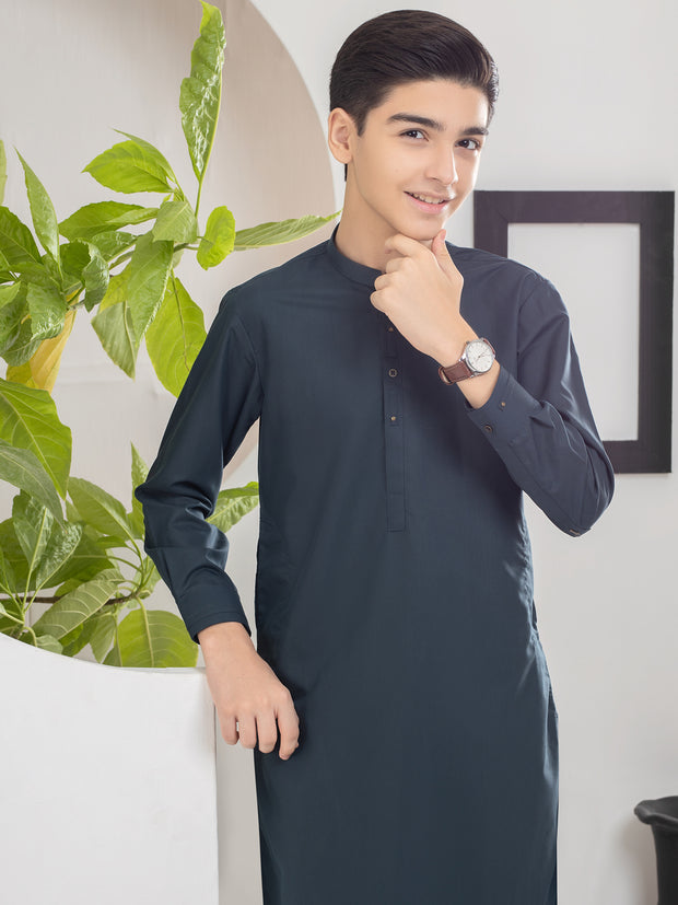 Dark Green Blended Kurta Shalwar - ALT-KS-041 - Almirah Online