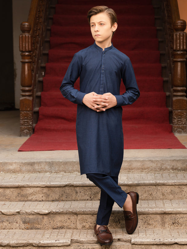 Dark Blue Blended Kurta Trouser - ALT-KT-050