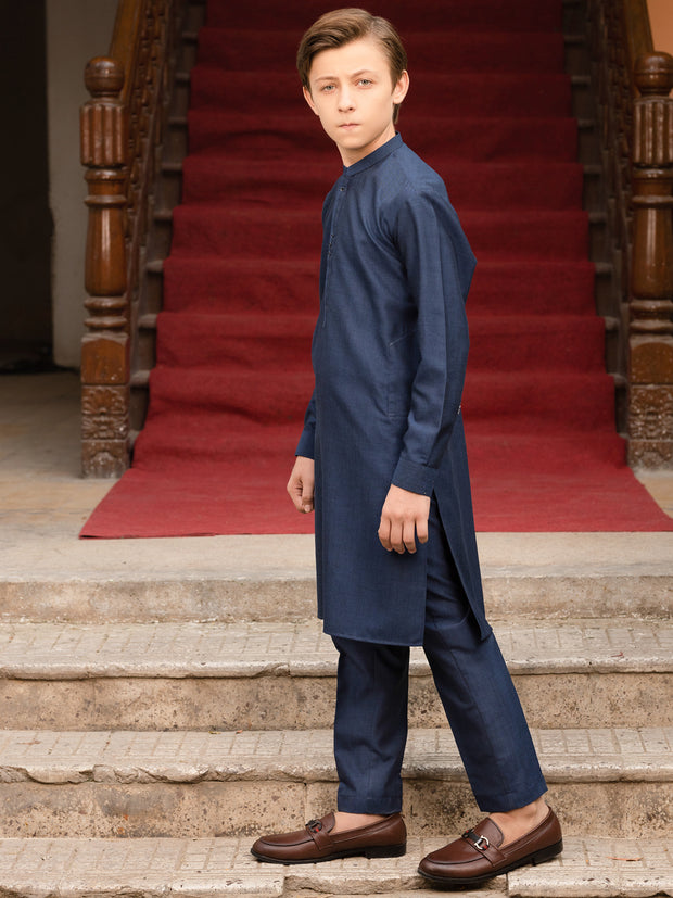 Dark Blue Blended Kurta Trouser - ALT-KT-050