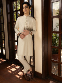Off White Blended Kurta Trouser - ALT-KT-076