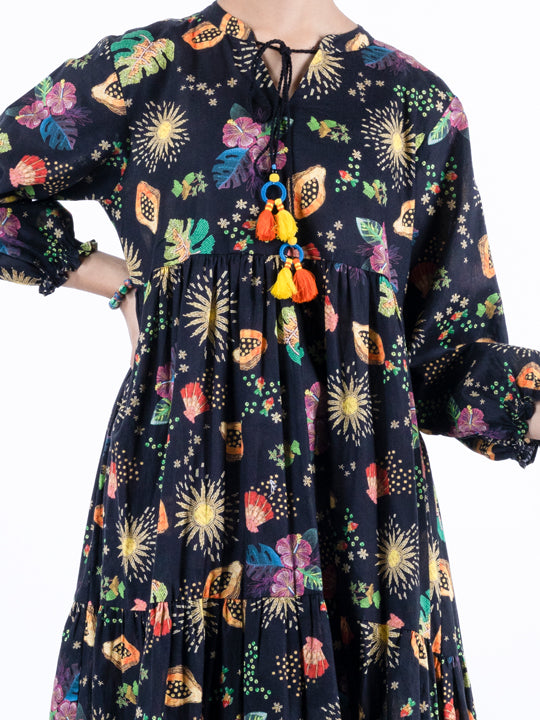 Black Cambric Kurti - ALT-LK-1094