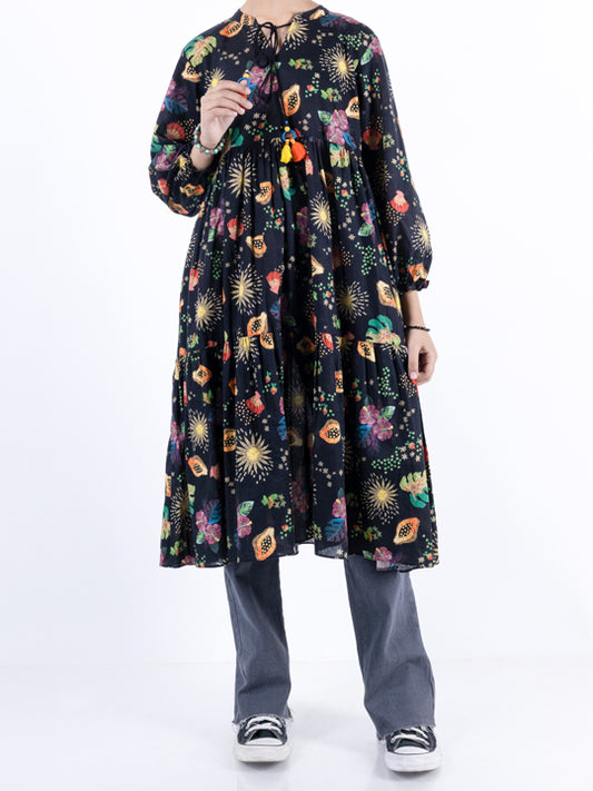 Black Cambric Kurti - ALT-LK-1094