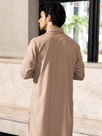 Sand Brown Blended Kameez Shalwar - ALWA-KS-416