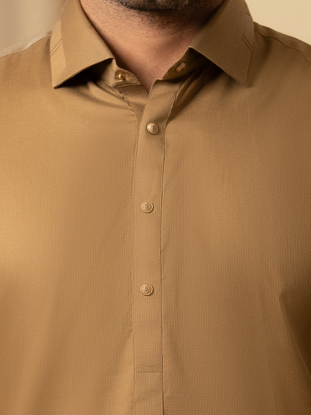 Light Brown Cotton Kameez Shalwar - ALWA-KS-541