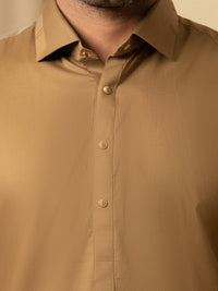 Light Brown Cotton Kameez Shalwar - ALWA-KS-541